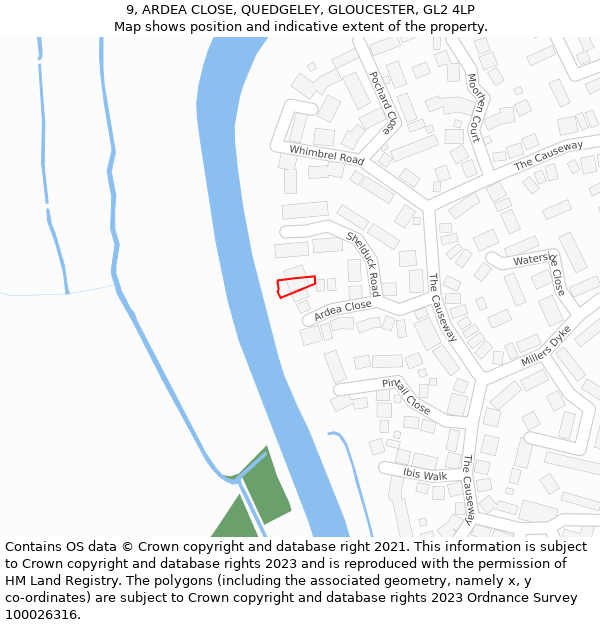 9, ARDEA CLOSE, QUEDGELEY, GLOUCESTER, GL2 4LP: Location map and indicative extent of plot