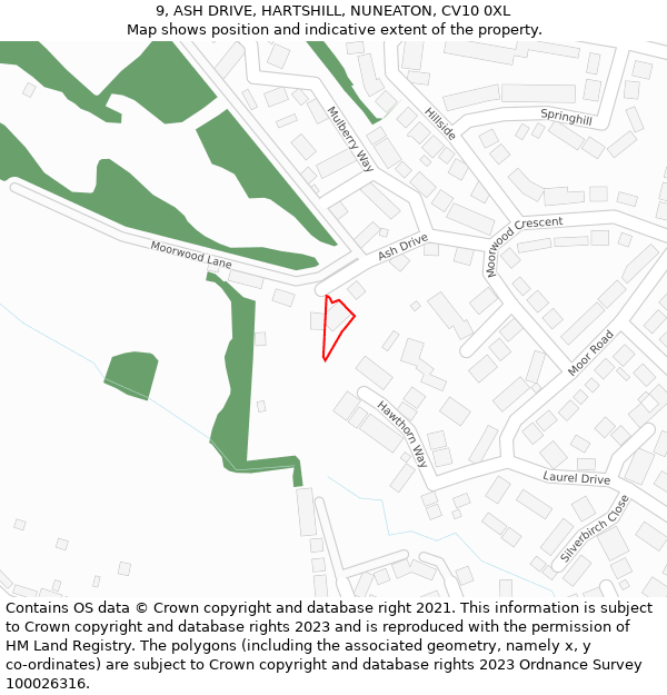 9, ASH DRIVE, HARTSHILL, NUNEATON, CV10 0XL: Location map and indicative extent of plot