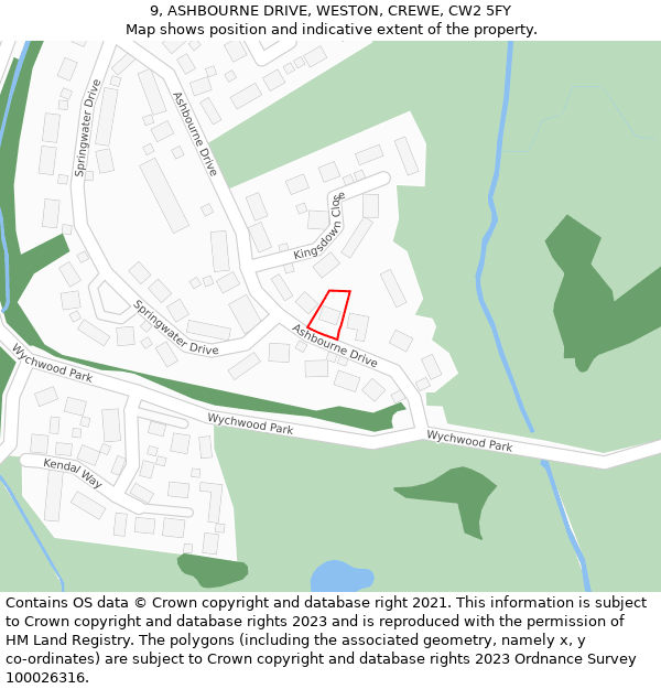 9, ASHBOURNE DRIVE, WESTON, CREWE, CW2 5FY: Location map and indicative extent of plot