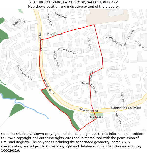 9, ASHBURGH PARC, LATCHBROOK, SALTASH, PL12 4XZ: Location map and indicative extent of plot