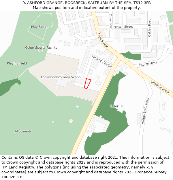 9, ASHFORD GRANGE, BOOSBECK, SALTBURN-BY-THE-SEA, TS12 3FB: Location map and indicative extent of plot