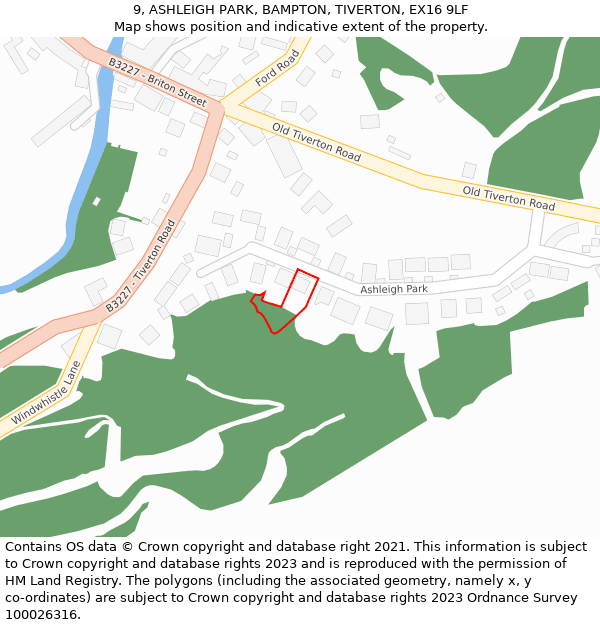 9, ASHLEIGH PARK, BAMPTON, TIVERTON, EX16 9LF: Location map and indicative extent of plot
