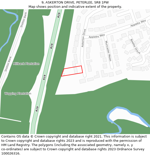 9, ASKERTON DRIVE, PETERLEE, SR8 1PW: Location map and indicative extent of plot