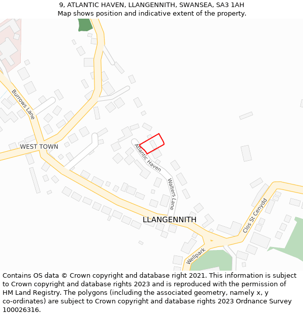 9, ATLANTIC HAVEN, LLANGENNITH, SWANSEA, SA3 1AH: Location map and indicative extent of plot