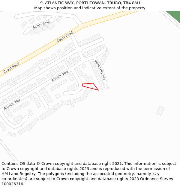 9, ATLANTIC WAY, PORTHTOWAN, TRURO, TR4 8AH: Location map and indicative extent of plot