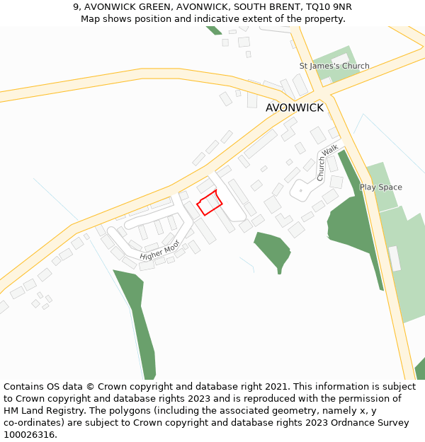 9, AVONWICK GREEN, AVONWICK, SOUTH BRENT, TQ10 9NR: Location map and indicative extent of plot
