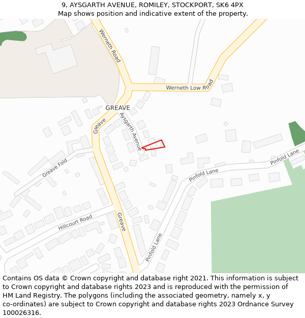9, AYSGARTH AVENUE, ROMILEY, STOCKPORT, SK6 4PX: Location map and indicative extent of plot