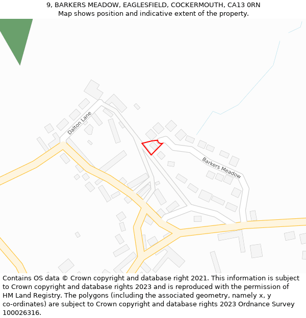 9, BARKERS MEADOW, EAGLESFIELD, COCKERMOUTH, CA13 0RN: Location map and indicative extent of plot