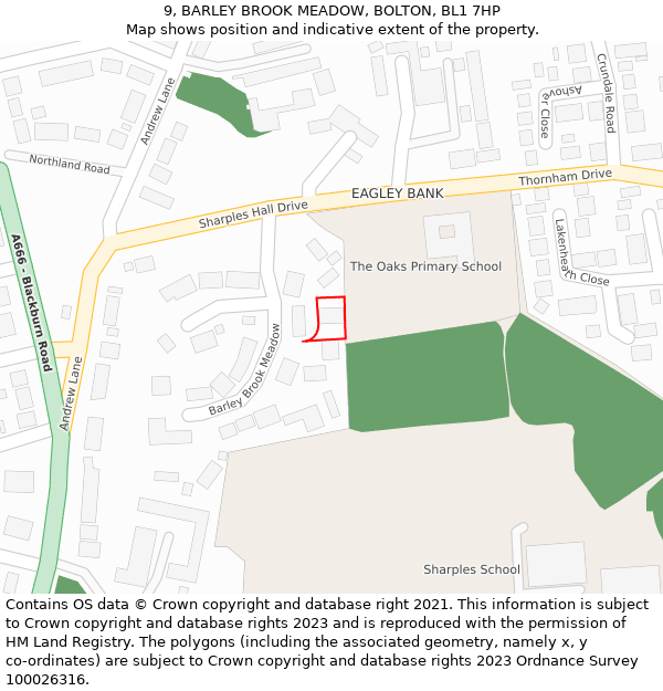 9, BARLEY BROOK MEADOW, BOLTON, BL1 7HP: Location map and indicative extent of plot