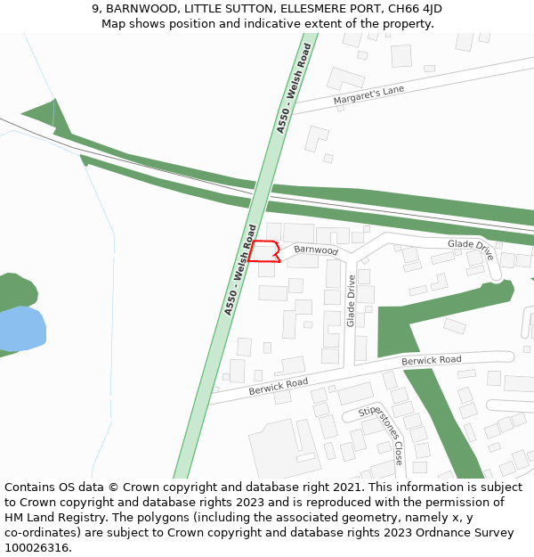 9, BARNWOOD, LITTLE SUTTON, ELLESMERE PORT, CH66 4JD: Location map and indicative extent of plot