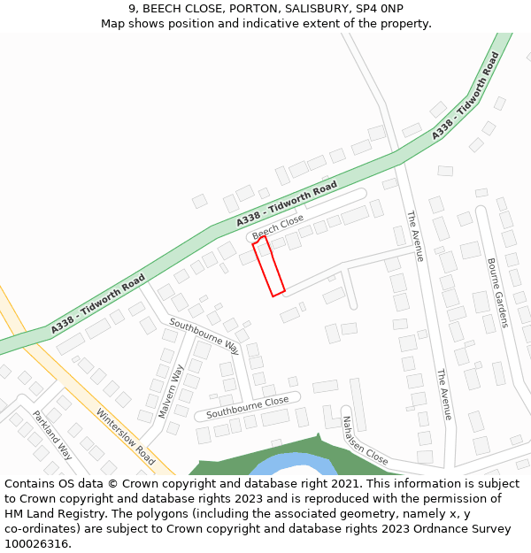 9, BEECH CLOSE, PORTON, SALISBURY, SP4 0NP: Location map and indicative extent of plot