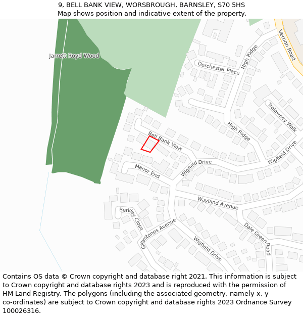 9, BELL BANK VIEW, WORSBROUGH, BARNSLEY, S70 5HS: Location map and indicative extent of plot