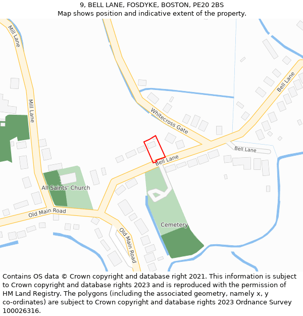 9, BELL LANE, FOSDYKE, BOSTON, PE20 2BS: Location map and indicative extent of plot