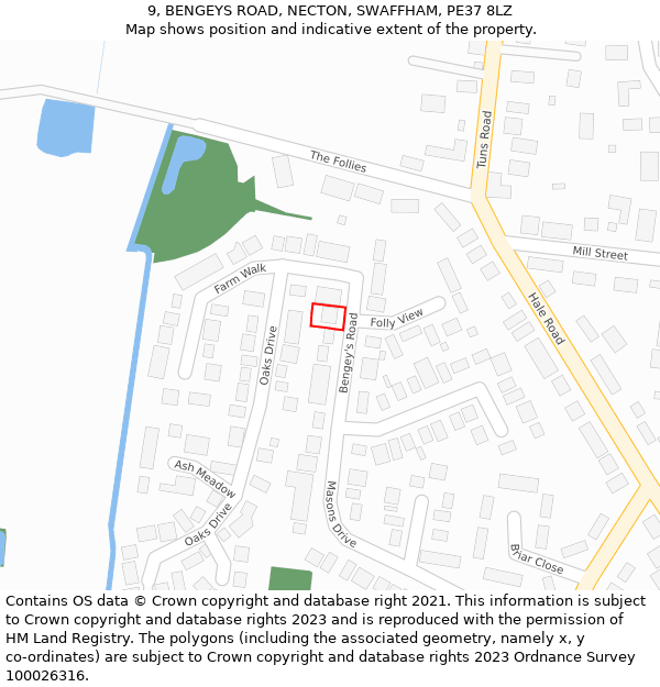 9, BENGEYS ROAD, NECTON, SWAFFHAM, PE37 8LZ: Location map and indicative extent of plot