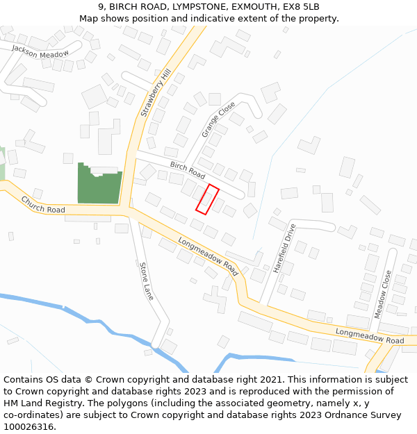 9, BIRCH ROAD, LYMPSTONE, EXMOUTH, EX8 5LB: Location map and indicative extent of plot