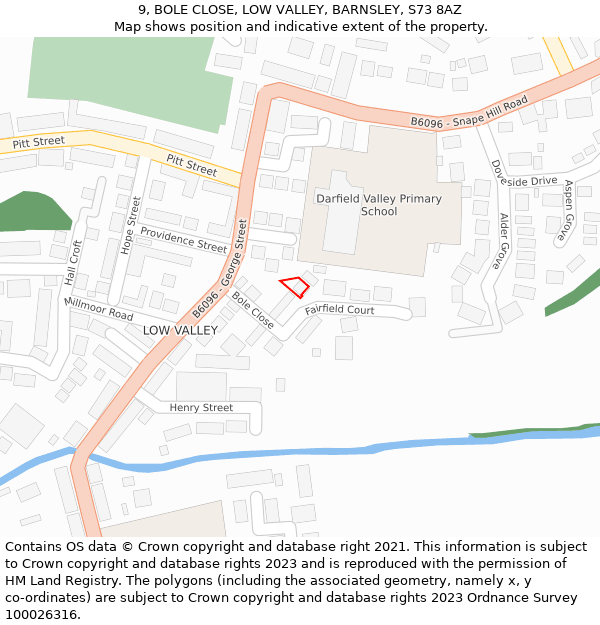 9, BOLE CLOSE, LOW VALLEY, BARNSLEY, S73 8AZ: Location map and indicative extent of plot