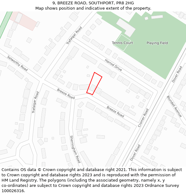 9, BREEZE ROAD, SOUTHPORT, PR8 2HG: Location map and indicative extent of plot