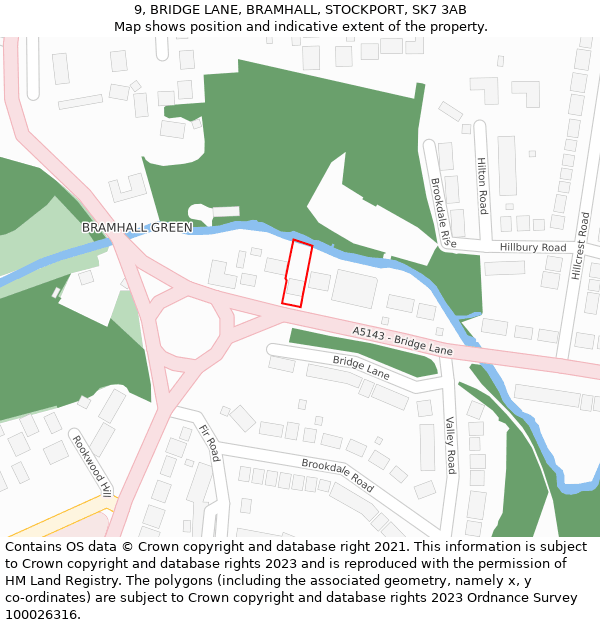 9, BRIDGE LANE, BRAMHALL, STOCKPORT, SK7 3AB: Location map and indicative extent of plot