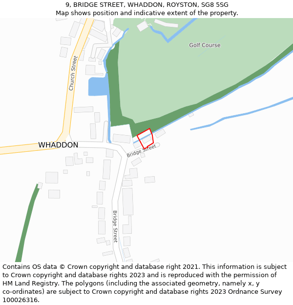 9, BRIDGE STREET, WHADDON, ROYSTON, SG8 5SG: Location map and indicative extent of plot
