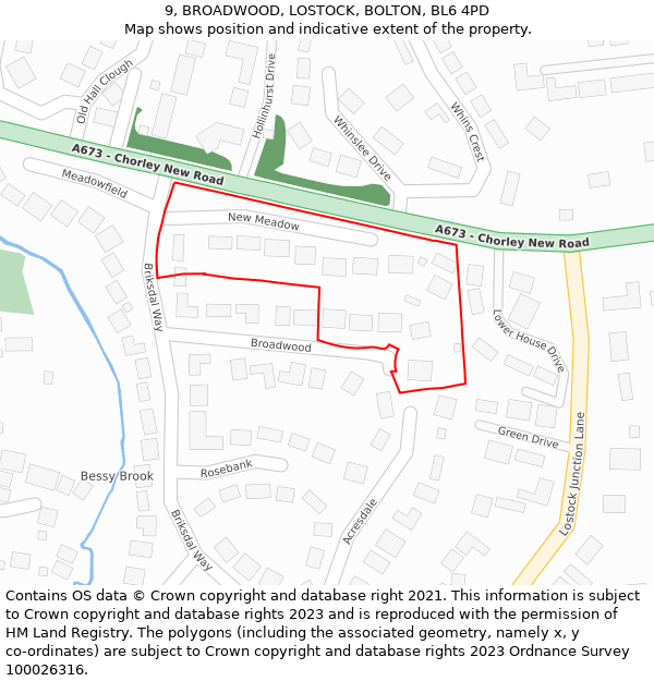 9, BROADWOOD, LOSTOCK, BOLTON, BL6 4PD: Location map and indicative extent of plot