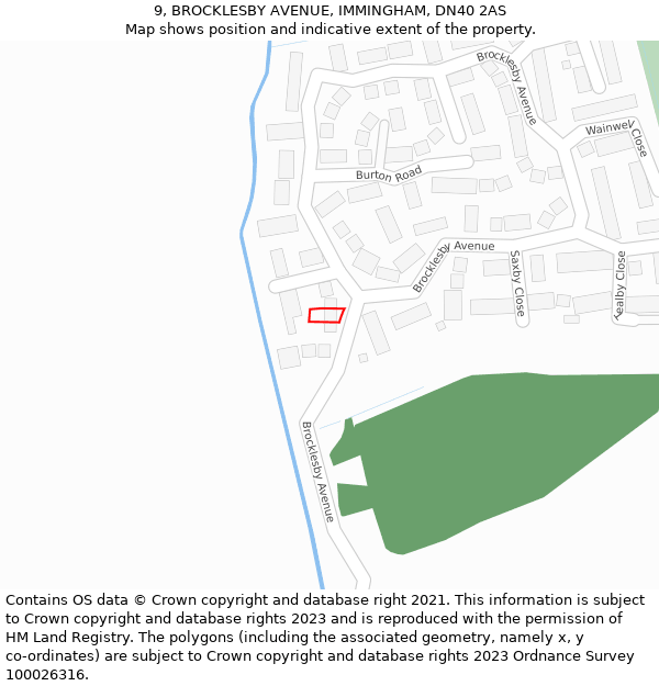 9, BROCKLESBY AVENUE, IMMINGHAM, DN40 2AS: Location map and indicative extent of plot