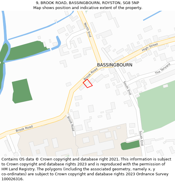 9, BROOK ROAD, BASSINGBOURN, ROYSTON, SG8 5NP: Location map and indicative extent of plot