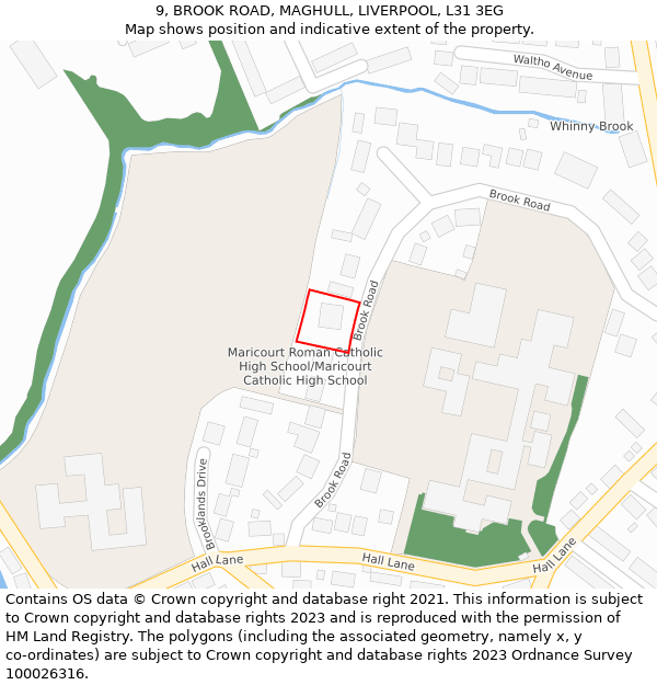 9, BROOK ROAD, MAGHULL, LIVERPOOL, L31 3EG: Location map and indicative extent of plot