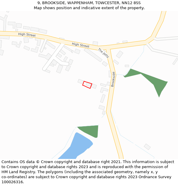 9, BROOKSIDE, WAPPENHAM, TOWCESTER, NN12 8SS: Location map and indicative extent of plot