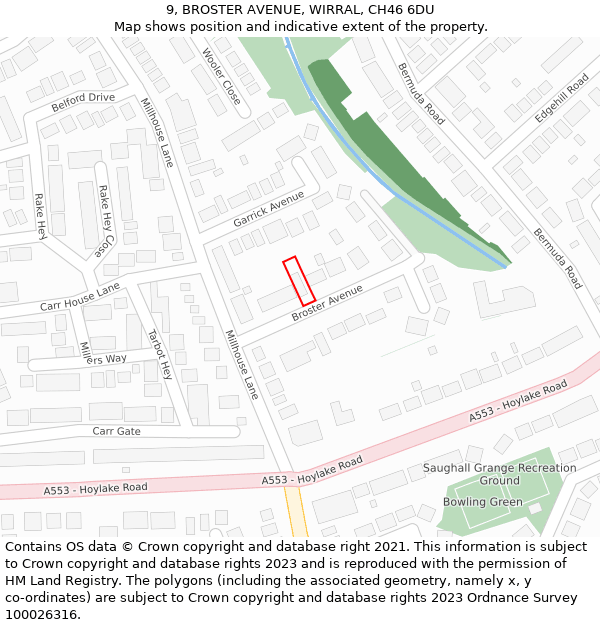 9, BROSTER AVENUE, WIRRAL, CH46 6DU: Location map and indicative extent of plot