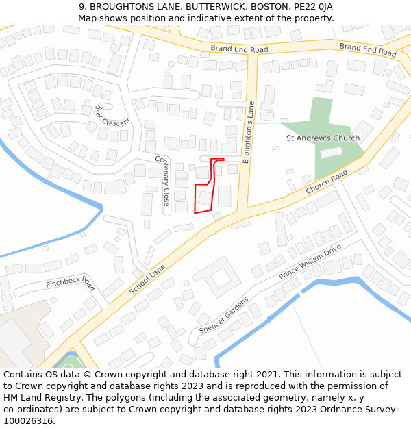 9, BROUGHTONS LANE, BUTTERWICK, BOSTON, PE22 0JA: Location map and indicative extent of plot