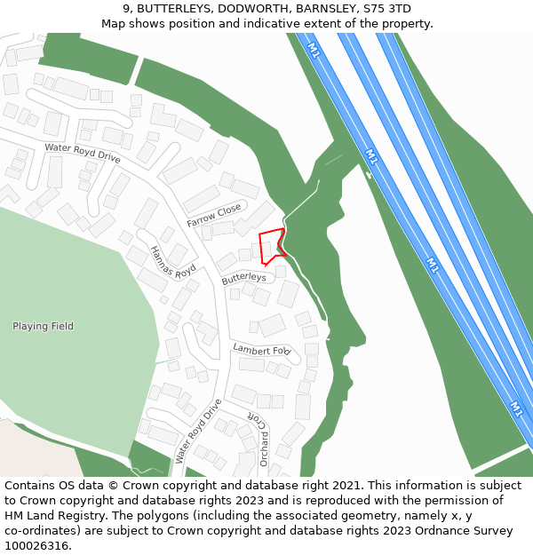 9, BUTTERLEYS, DODWORTH, BARNSLEY, S75 3TD: Location map and indicative extent of plot