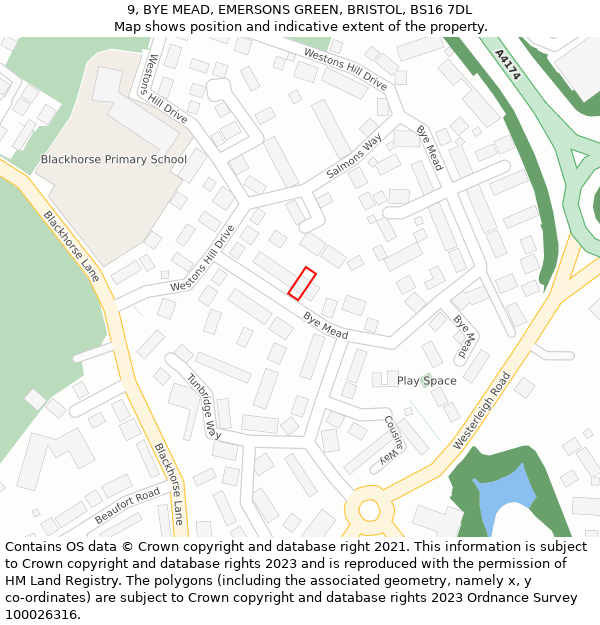 9, BYE MEAD, EMERSONS GREEN, BRISTOL, BS16 7DL: Location map and indicative extent of plot