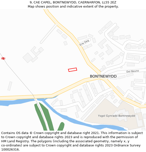 9, CAE CAPEL, BONTNEWYDD, CAERNARFON, LL55 2EZ: Location map and indicative extent of plot