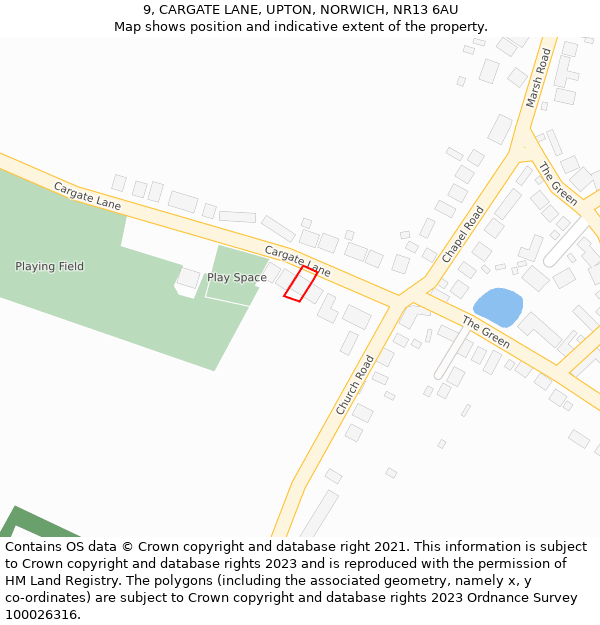 9, CARGATE LANE, UPTON, NORWICH, NR13 6AU: Location map and indicative extent of plot