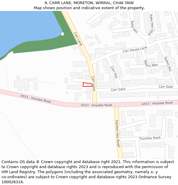 9, CARR LANE, MORETON, WIRRAL, CH46 5NW: Location map and indicative extent of plot