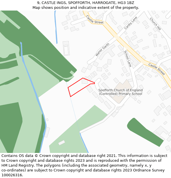 9, CASTLE INGS, SPOFFORTH, HARROGATE, HG3 1BZ: Location map and indicative extent of plot