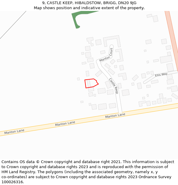 9, CASTLE KEEP, HIBALDSTOW, BRIGG, DN20 9JG: Location map and indicative extent of plot