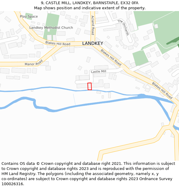 9, CASTLE MILL, LANDKEY, BARNSTAPLE, EX32 0FA: Location map and indicative extent of plot