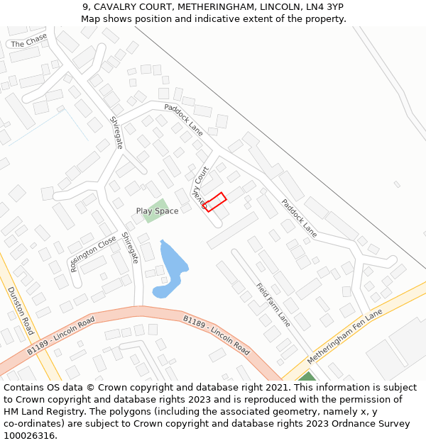 9, CAVALRY COURT, METHERINGHAM, LINCOLN, LN4 3YP: Location map and indicative extent of plot