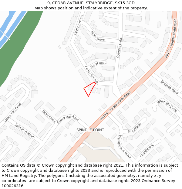 9, CEDAR AVENUE, STALYBRIDGE, SK15 3GD: Location map and indicative extent of plot