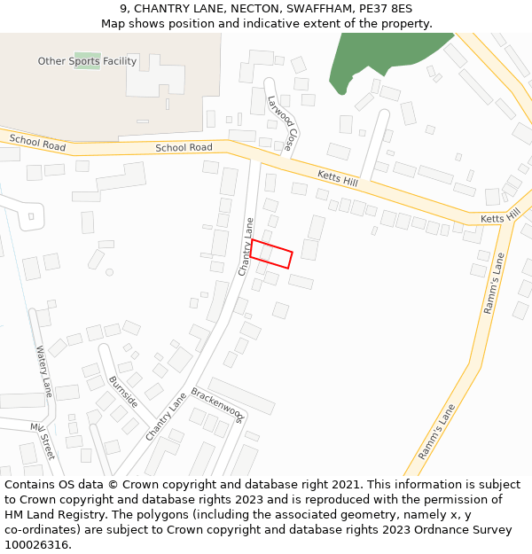 9, CHANTRY LANE, NECTON, SWAFFHAM, PE37 8ES: Location map and indicative extent of plot