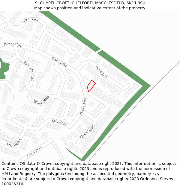 9, CHAPEL CROFT, CHELFORD, MACCLESFIELD, SK11 9SU: Location map and indicative extent of plot