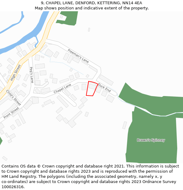 9, CHAPEL LANE, DENFORD, KETTERING, NN14 4EA: Location map and indicative extent of plot