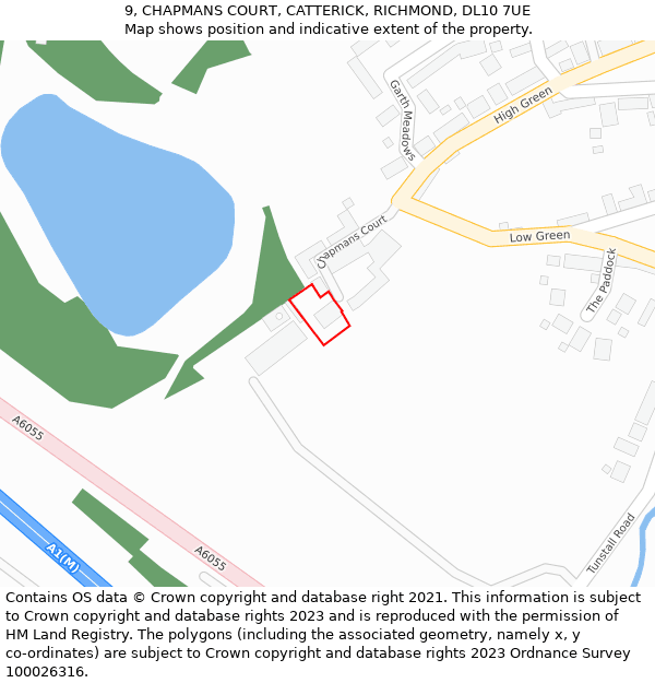 9, CHAPMANS COURT, CATTERICK, RICHMOND, DL10 7UE: Location map and indicative extent of plot