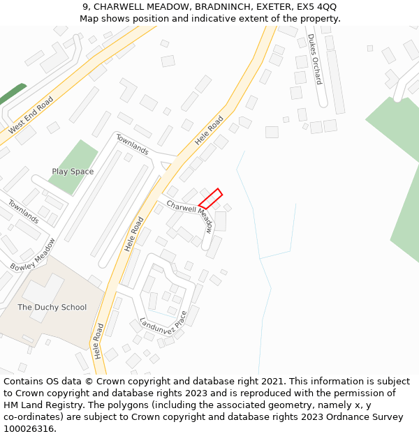 9, CHARWELL MEADOW, BRADNINCH, EXETER, EX5 4QQ: Location map and indicative extent of plot