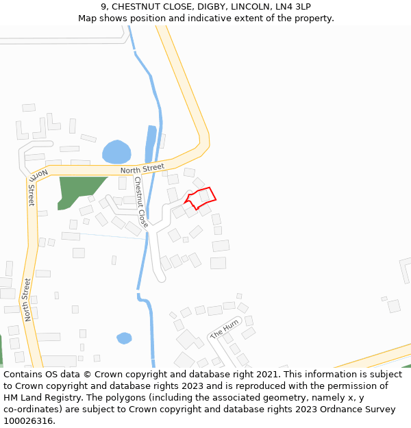 9, CHESTNUT CLOSE, DIGBY, LINCOLN, LN4 3LP: Location map and indicative extent of plot