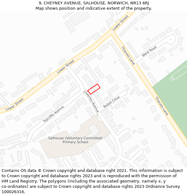 9, CHEYNEY AVENUE, SALHOUSE, NORWICH, NR13 6RJ: Location map and indicative extent of plot