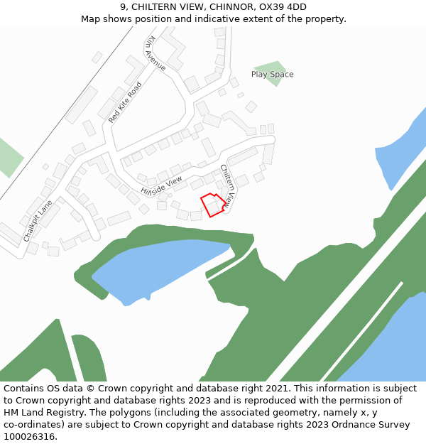 9, CHILTERN VIEW, CHINNOR, OX39 4DD: Location map and indicative extent of plot