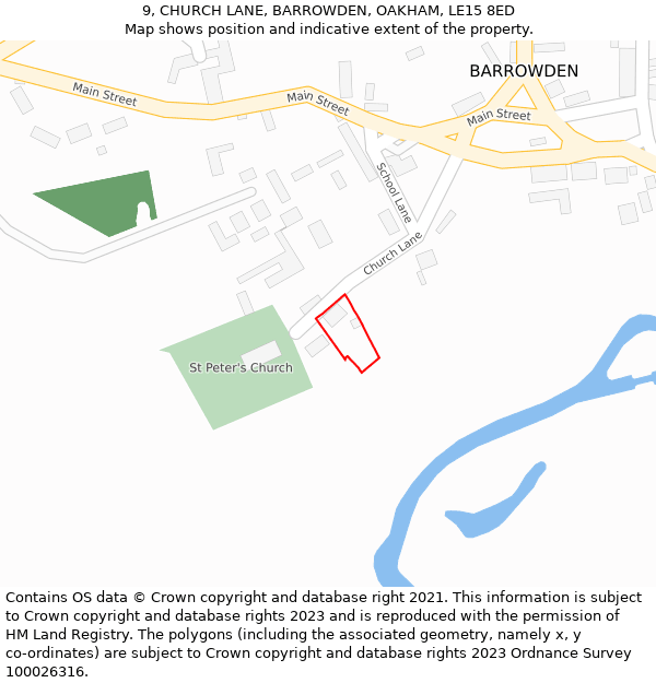 9, CHURCH LANE, BARROWDEN, OAKHAM, LE15 8ED: Location map and indicative extent of plot