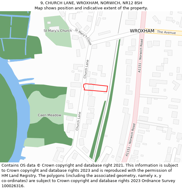 9, CHURCH LANE, WROXHAM, NORWICH, NR12 8SH: Location map and indicative extent of plot